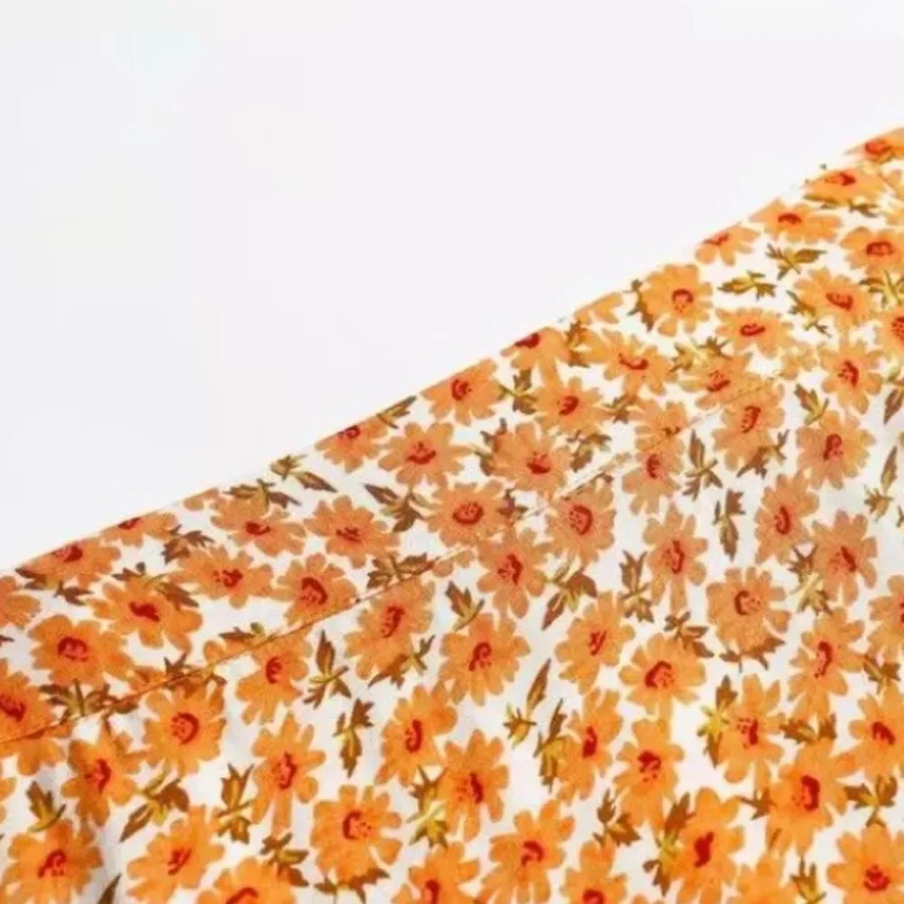 SOLD OUT Orange Boho Floral Maxi Ruffle Wrap Skirt - Picture 5 of 6